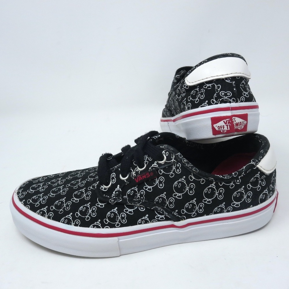 Vans Super Mario Bob-Omb Kids Size 3.5 Shoes Nintendo Sneakers Black White